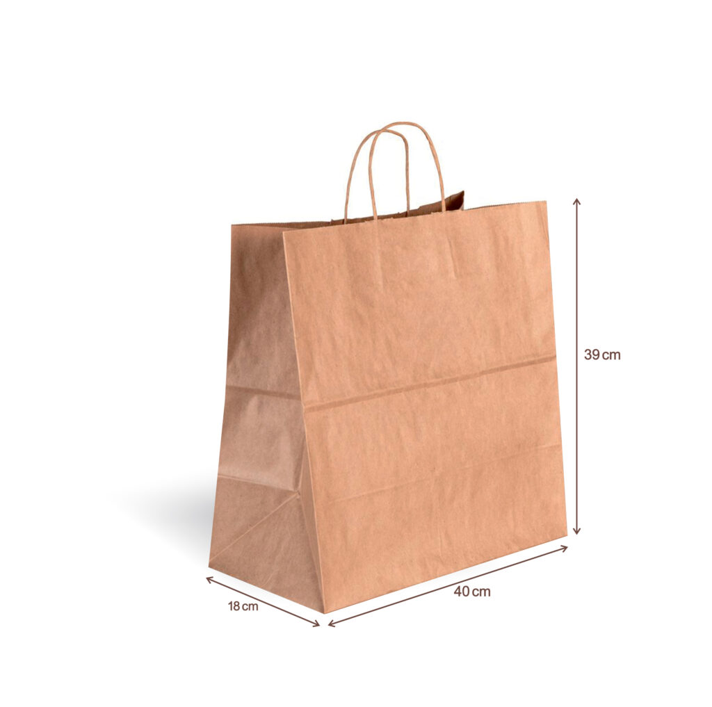 1. Duża torba papierowa eko z nadrukiem 40x18x39 cm szerokie dno – sitodruk Warszawa