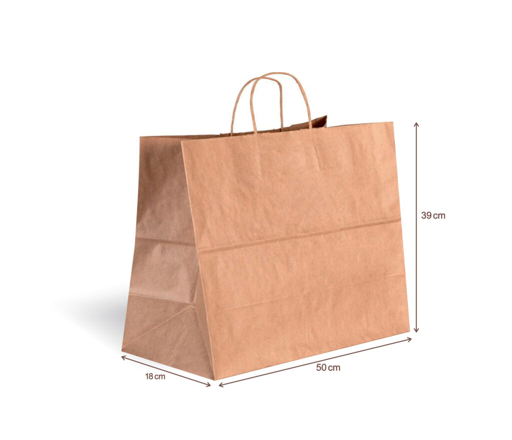 1. Największa torba papierowa z nadrukiem logo XXL 50x18x39 cm – sitodruk drukarnia Wakans